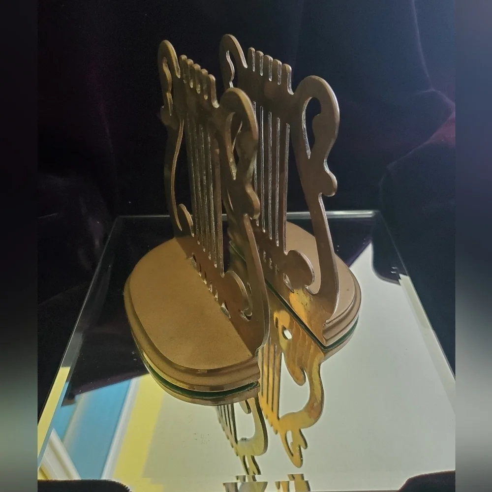 Solid Brass Music Harp  Bookends